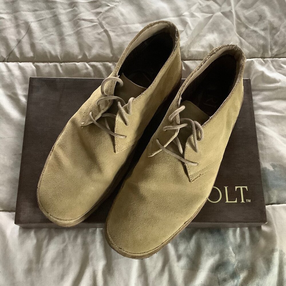 RJ Colt Oscar Camel Oiled Light Tan Suede Boots 10.5M